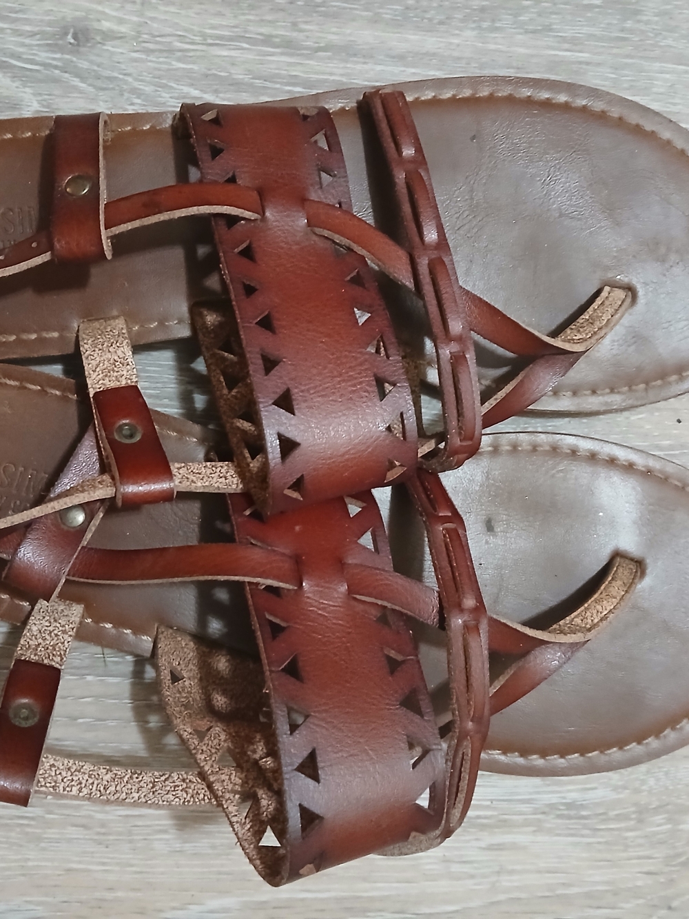 Women's Brown Faux-Leather Gladiator Sandals